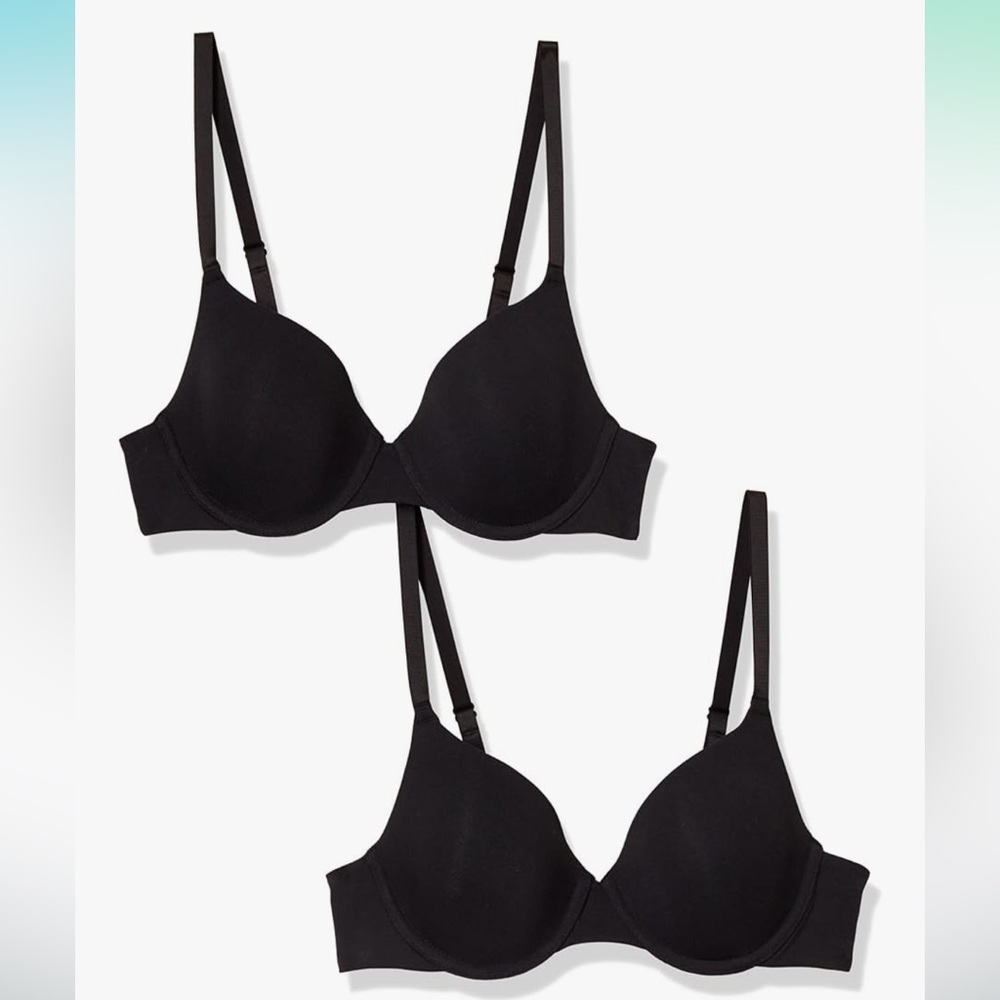 Amazon Essentials T-Shirt Bras for Women, Comfortable Underwire, Pack of 2